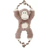 Frisco Monkey Plush With Rope Squeaky Dog Toy
