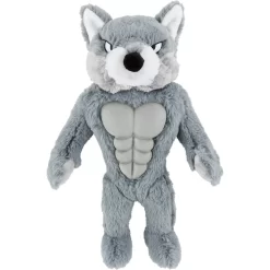 Frisco Wolf Muscle Plush Squeaky Dog Toy