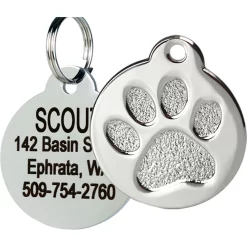Frisco Stainless Steel Personalized Dog & Cat ID Tag, Paw Print
