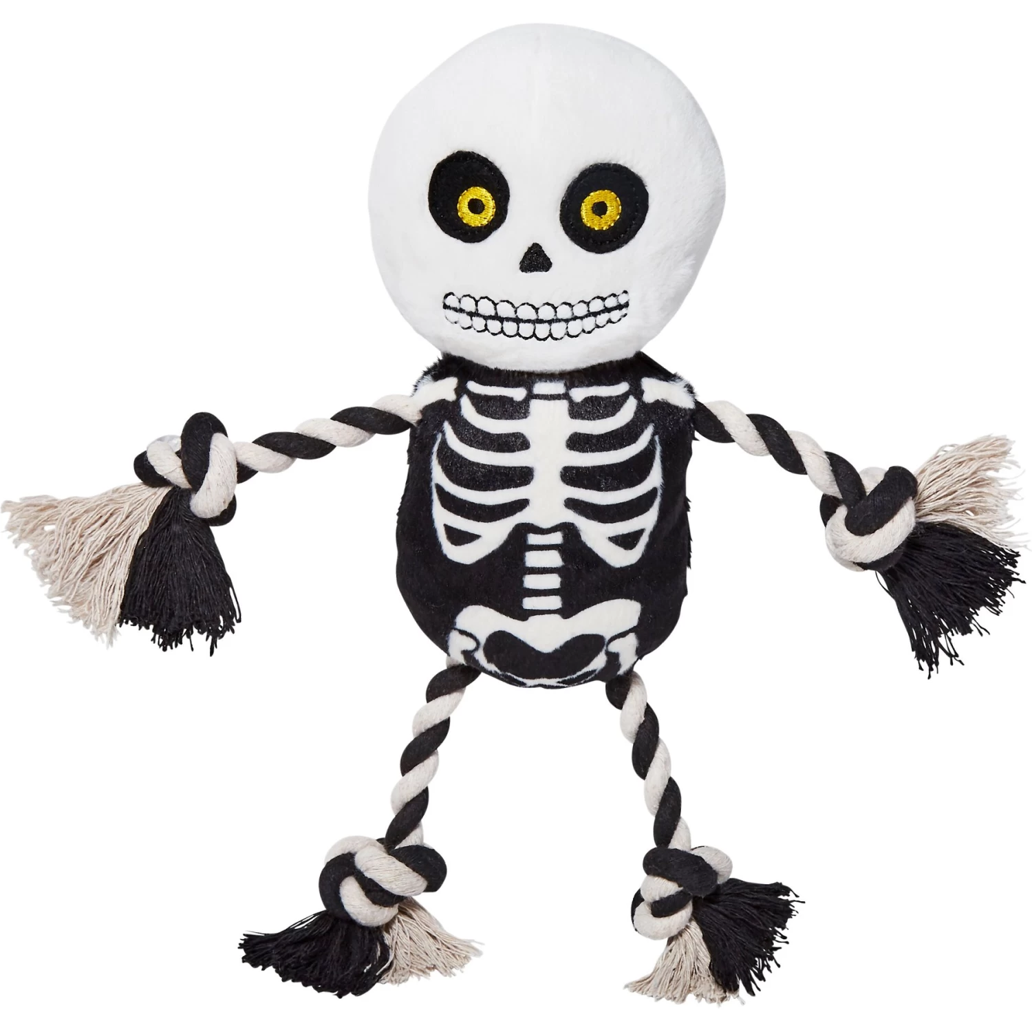 Frisco Halloween Skeleton Plush With Rope Squeaky Dog Toy 1 Frisco Halloween Skeleton Plush With Rope Squeaky Dog Toy