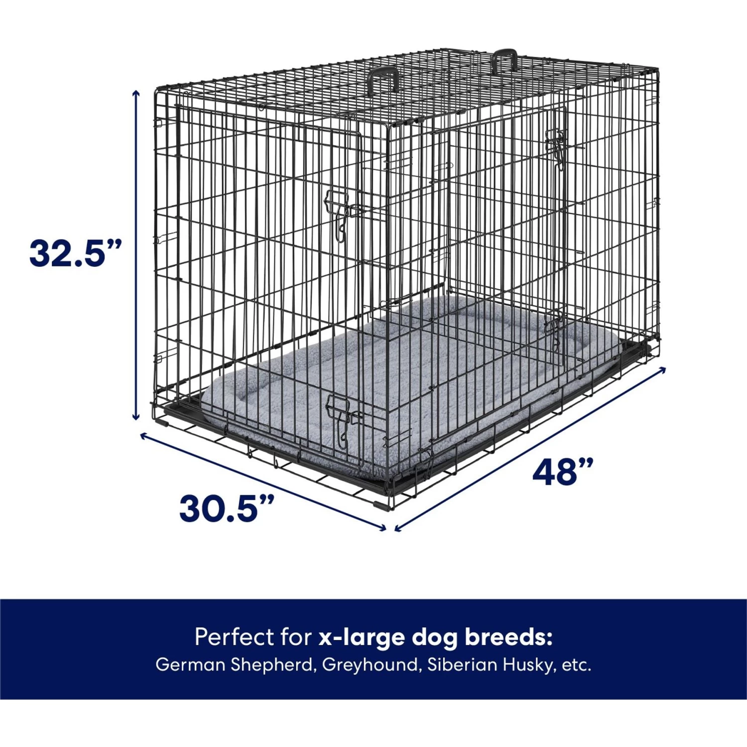 Frisco Heavy Duty Fold & Carry Double Door Collapsible Wire Dog Crate & Mat Kit 2 Frisco Heavy Duty Fold & Carry Double Door Collapsible Wire Dog Crate & Mat Kit - Image 2