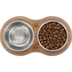 Frisco Double Stainless Steel Bowl, Wood Design -Frisco 216068 PT4. AC SS1800 V1591021017