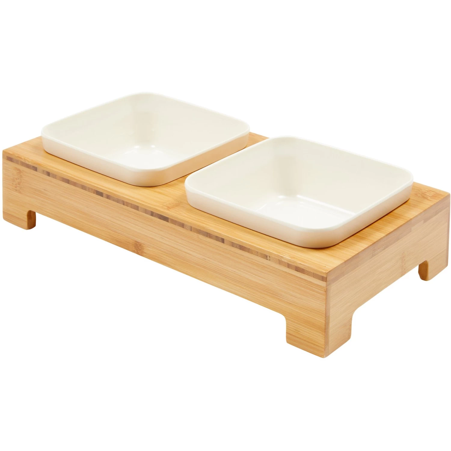 Frisco Square Melamine Dog & Cat Bowl Set With Bamboo Stand 1 Frisco Square Melamine Dog & Cat Bowl Set With Bamboo Stand