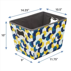 Frisco Rectangle Collapsible Pet Toy Storage Bin, Yellow Geometric -Frisco 250578 PT2. AC SS1800 V1613774487