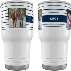 Frisco Double Walled Preppy Stripes Personalized Tumbler, 30-oz Cup