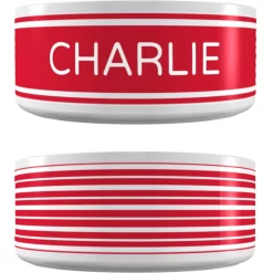 Frisco Preppy Stripes Ceramic Personalized Dog & Cat Bowl