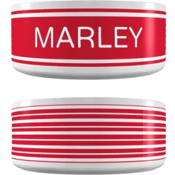 Frisco Preppy Stripes Ceramic Personalized Dog Bowl