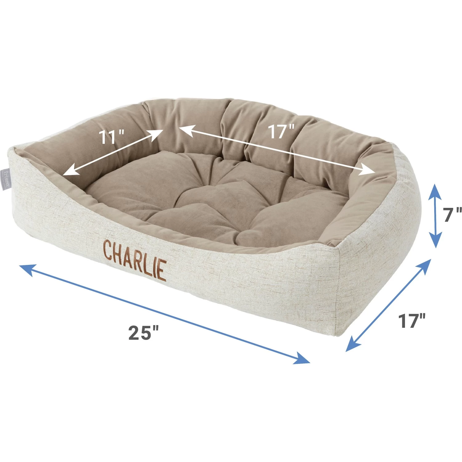 Frisco Rectangular Personalized Bolster Dog Bed W/Removable Cover, Beige, Medium 3 Frisco Rectangular Personalized Bolster Dog Bed W/Removable Cover, Beige, Medium - Image 3