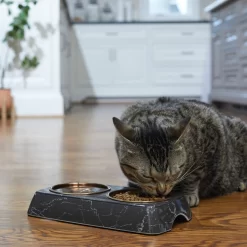 Frisco Copper Stainless Steel Double Dog & Cat Bowls With Black Marble Stand -Frisco 253058 PT2. AC SS1800 V1616594213
