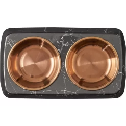 Frisco Copper Stainless Steel Double Dog & Cat Bowls With Black Marble Stand -Frisco 253058 PT4. AC SS1800 V1616595761
