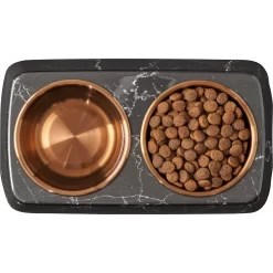 Frisco Copper Stainless Steel Double Dog & Cat Bowls With Black Marble Stand -Frisco 253058 PT5. AC SS1800 V1616595394