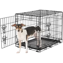 Frisco Fold & Carry Double Door Collapsible Wire Dog Crate & Frisco Gray Basket Weave Dog Crate Mat -Frisco 255477 PT2. AC SS1800 V1604096794