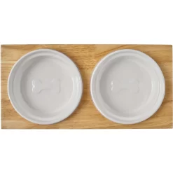Frisco Ceramic Dog & Cat Double Diner With Elevated Wood Stand -Frisco 256052 PT5. AC SS1800 V1615313559