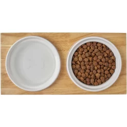 Frisco Ceramic Dog & Cat Double Diner With Elevated Wood Stand -Frisco 256052 PT6. AC SS1800 V1615311469