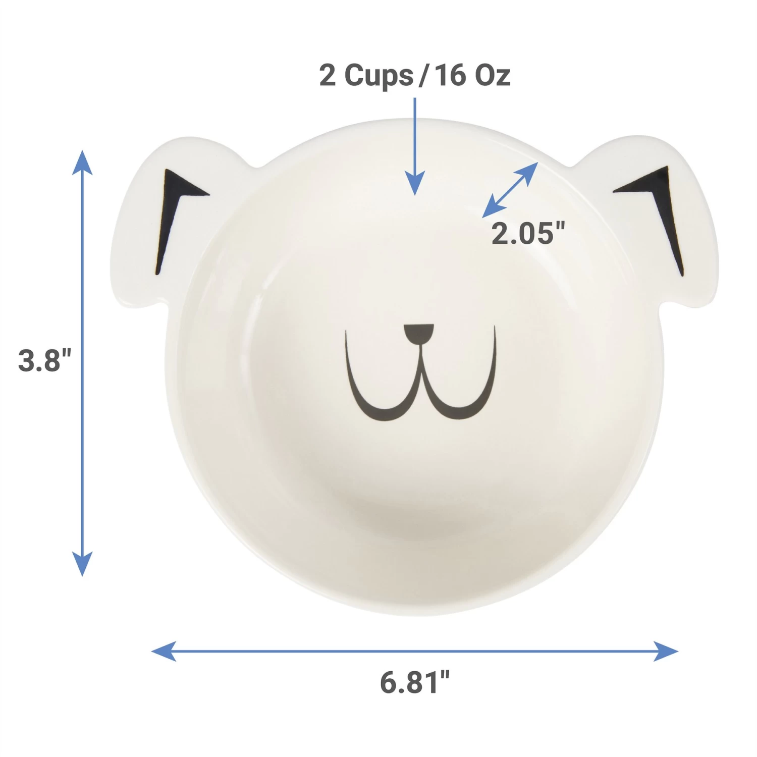 Frisco Dog Face Non-skid Ceramic Cat & Dog Bowl 2 Frisco Dog Face Non-skid Ceramic Cat & Dog Bowl - Image 2