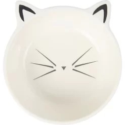 Frisco Cat Face Non-skid Ceramic Cat Bowl, White