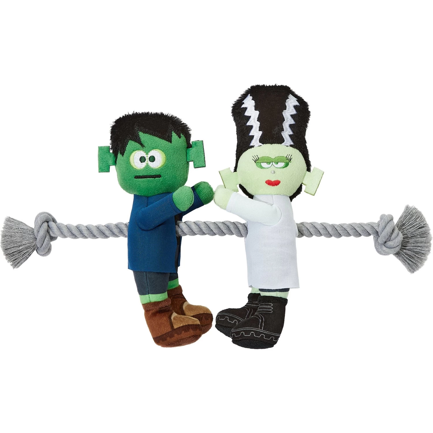 Frisco Halloween Frankenstein & Bride Plush With Rope Squeaky Dog Toy 1 Frisco Halloween Frankenstein & Bride Plush With Rope Squeaky Dog Toy