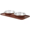 Frisco Silicone Stainless Steel Double Diner Dog & Cat Bowl, Brown
