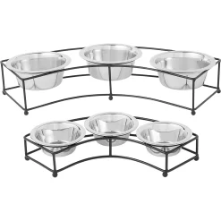 Frisco Multi Pet Feeding 3-Bowls Curved Stainless Steel Dog & Cat Bowl -Frisco 277563 PT5. AC SS1800 V1627936053