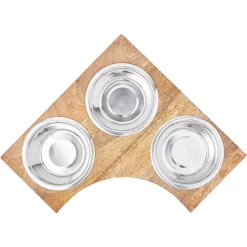 Frisco Multi Pet Feeding Corner Wood 3-Bowls Stainless Steel Dog & Cat Bowl -Frisco 277573 PT4. AC SS1800 V1627935017