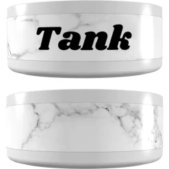Frisco Personalized White Marble Small Dog & Cat Bowl