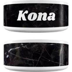Frisco Personalized Black Marble Dog Bowl