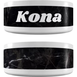 Frisco Personalized Black Marble Dog & Cat Bowl