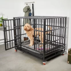 Frisco Ultimate Foldable & Stackable Heavy Duty Steel Metal Single Door Dog Crate