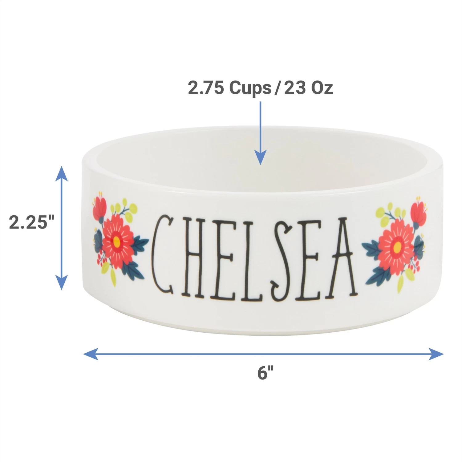 Frisco Flower Ceramic Personalized Dog Bowl 2 Frisco Flower Ceramic Personalized Dog Bowl - Image 2