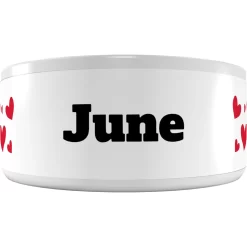 Frisco Hearts Ceramic Personalized Dog Bowl