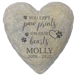 Frisco "Paws On Our Hearts" Heart Personalized Dog & Cat Memorial Garden Stone