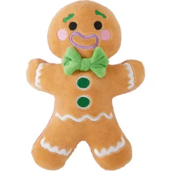 Frisco Holiday Naughty Or Nice Gingerbread Man Reversible Plush Squeaky Dog Toy