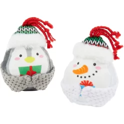 Frisco Holiday Penguin & Snowman Plush Squeaky Dog Toy