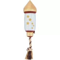 Frisco Firework Plush With Rope Squeaky Dog Toy