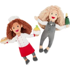 Frisco Brunch Chef & Waitress Plush Squeaky Dog Toy, 2 Count