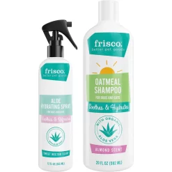 Frisco Aloe Hydrating Dog & Cat Spray, Sweet Nectar Scent & Frisco Oatmeal Dog & Cat Shampoo, Almond Scent
