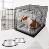 Frisco Fold & Carry Double Door Collapsible Wire Dog Crate & Mat Kit & Frisco Stainless Steel Bowl