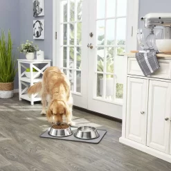 Frisco Fold & Carry Double Door Collapsible Wire Dog Crate & Mat Kit & Frisco Stainless Steel Bowl -Frisco 303428 PT7. AC SS1800 V1623045760