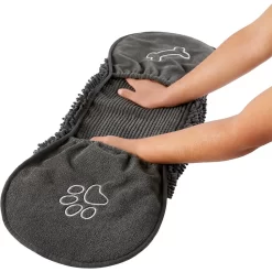 Frisco Microfiber Chenille Shammy Towel & Frisco Microfiber Chenille Paw Print Dog & Cat Mat, Dark Gray -Frisco 303468 PT3. AC SS1800 V1623046351