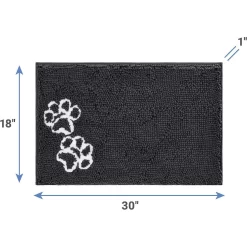 Frisco Microfiber Chenille Shammy Towel & Frisco Microfiber Chenille Paw Print Dog & Cat Mat, Dark Gray -Frisco 303468 PT6. AC SS1800 V1623057453