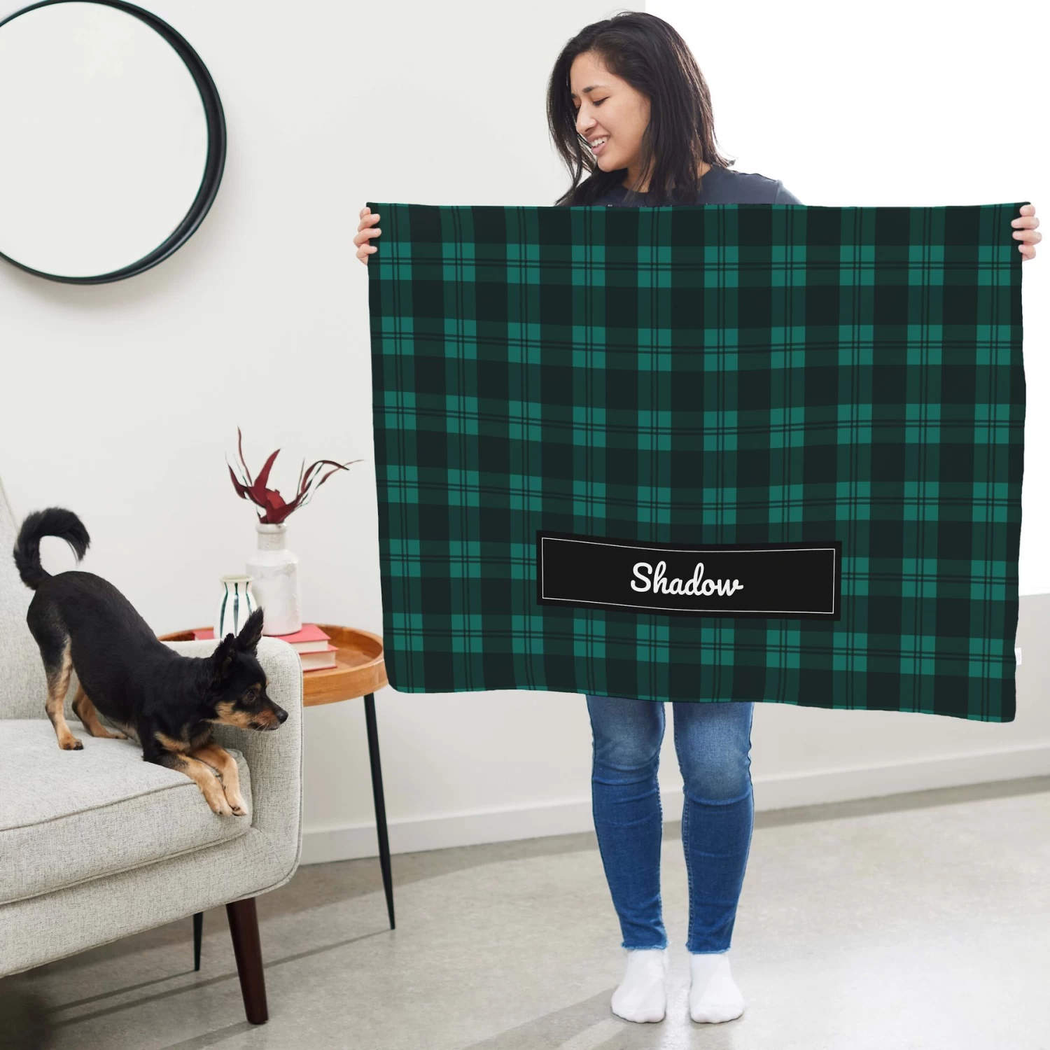 Frisco Personalized Plaid Sherpa Cat & Dog Blanket, 30" X 40" 6 Frisco Personalized Plaid Sherpa Cat & Dog Blanket, 30" X 40" - Image 6