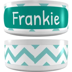 Frisco Personalized Chevron Ceramic Dog Bowl, 4.75-cup, 38oz
