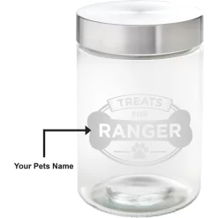 Frisco "Doggie Treats" Glass Personalized Treat Jar With Lid, 5 Cup, 40oz -Frisco 309520 PT2. AC SS1800 V1645206103