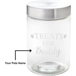 Frisco Paw Print Glass Personalized Treat Jar With Lid, 5 Cup, 40oz -Frisco 309522 PT2. AC SS1800 V1645206122