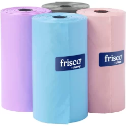 Frisco Dog Poop Bag Solid Assortment In Teal Blue, Violet, Gray, & Coral
