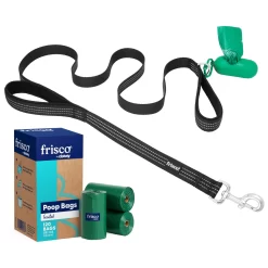 Frisco Traffic Leash With Padded Handles & Poop Bag Dispenser & Frisco Refill Dog Poop Bags Made With 50% Recycled Packaging