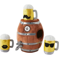 Frisco Beer & Keg Plush Squeaky Dog Toy, 4 Count