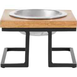 Frisco Premium Wood Elevated Single Dog & Cat Bowl