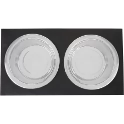 Frisco Premium Wood Elevated Stainless Steel Double Diner Dog & Cat Bowl, Black, 3 Cup -Frisco 331509 PT4. AC SS1800 V1657656894