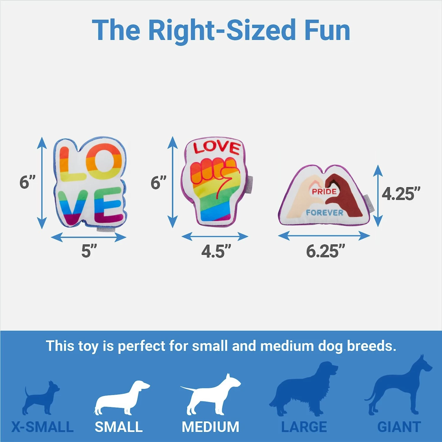 Frisco Pride Symbols Plush Squeaky Dog Toy, 3 Count 2 Frisco Pride Symbols Plush Squeaky Dog Toy, 3 Count - Image 2